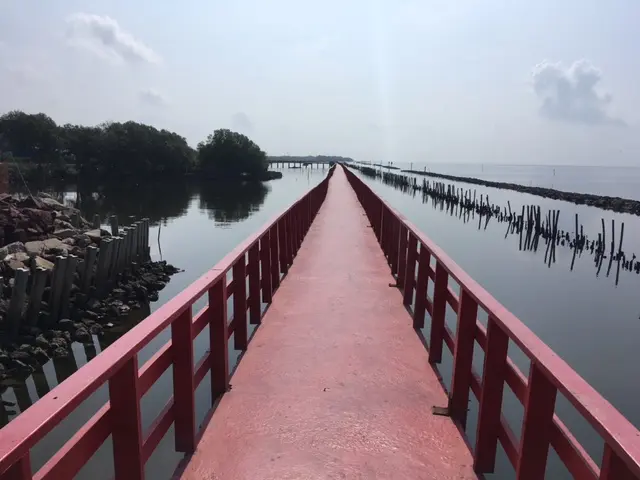 サムットサコーン Red Boardwalk Bridge（赤い遊歩道橋） 橋の上