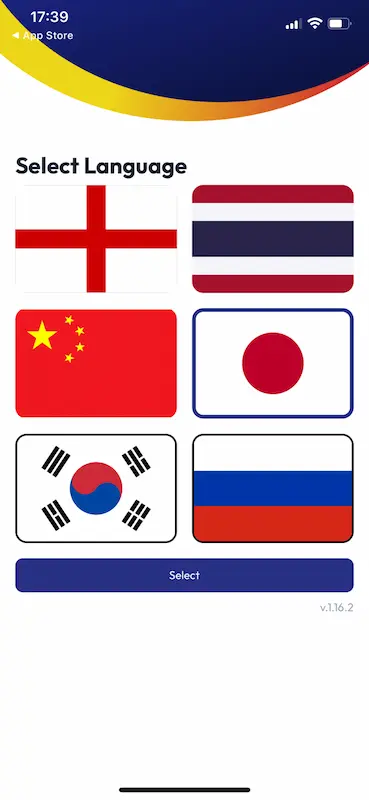 「Thailand Tourist Police」 言語の選択